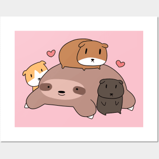 Sloth Loves Guinea Pigs Posters and Art